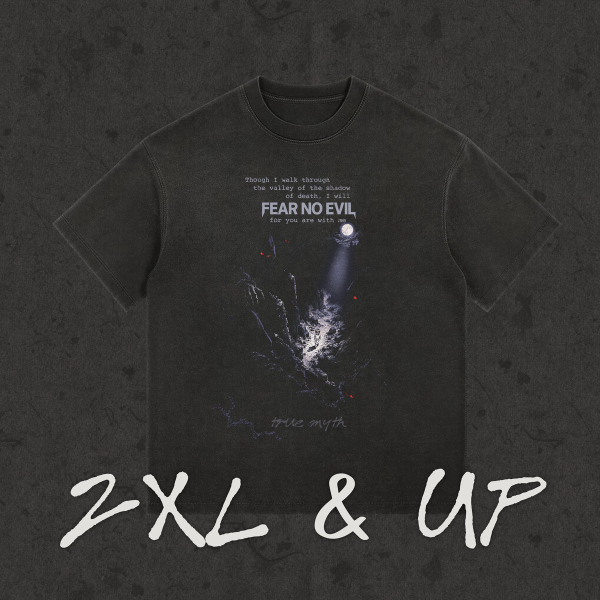 2XL & UP | Through The Valley-Fear No Evil | Retro Wash Black