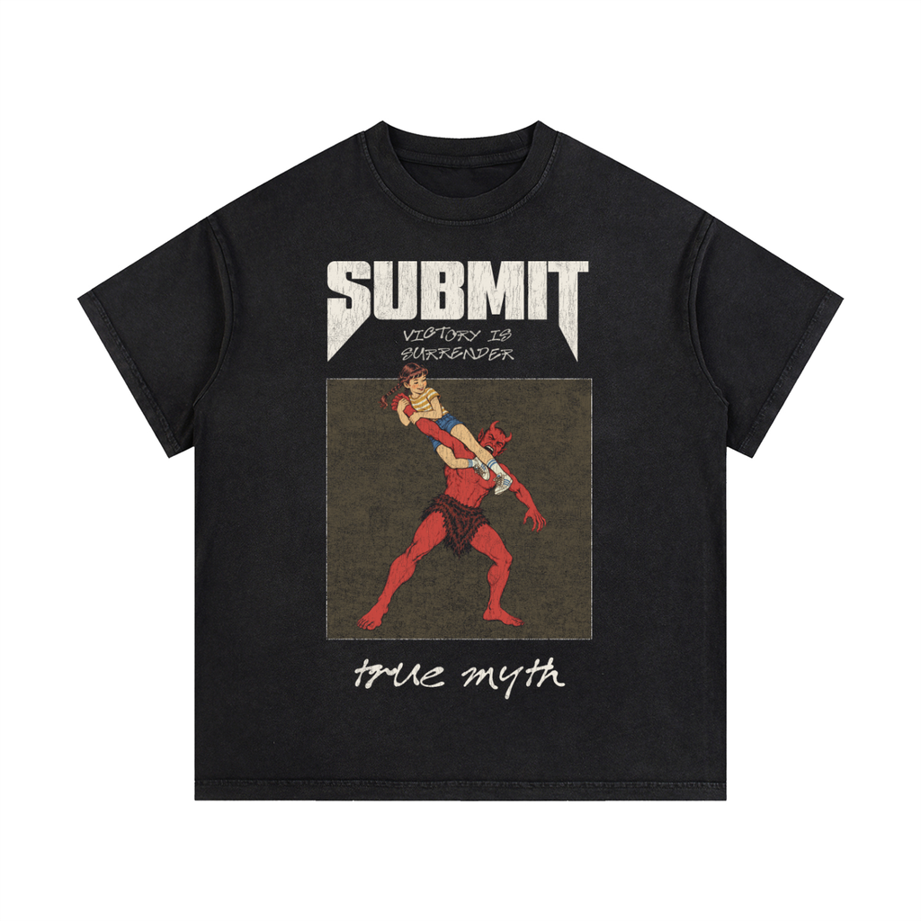 Submit-Victory Is Surrender faded wash tee, faded wash black, photo 2