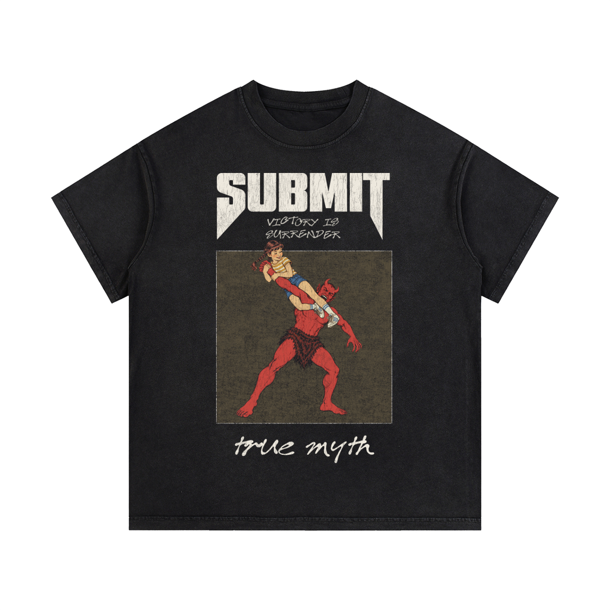 Submit-Victory Is Surrender faded wash tee, faded wash black, photo 2