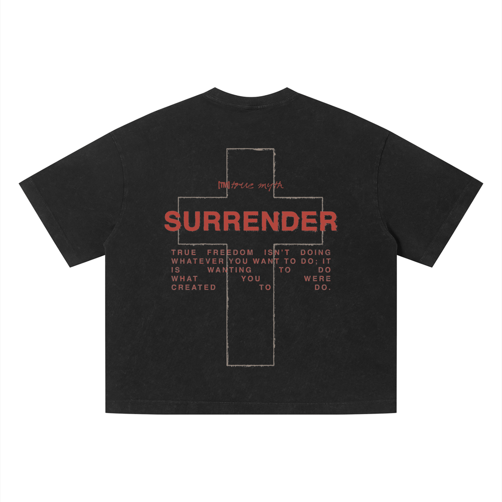 Retro Wash Boxy Cropped Fit 2.0| Freedom Is Surrender| Faded Black