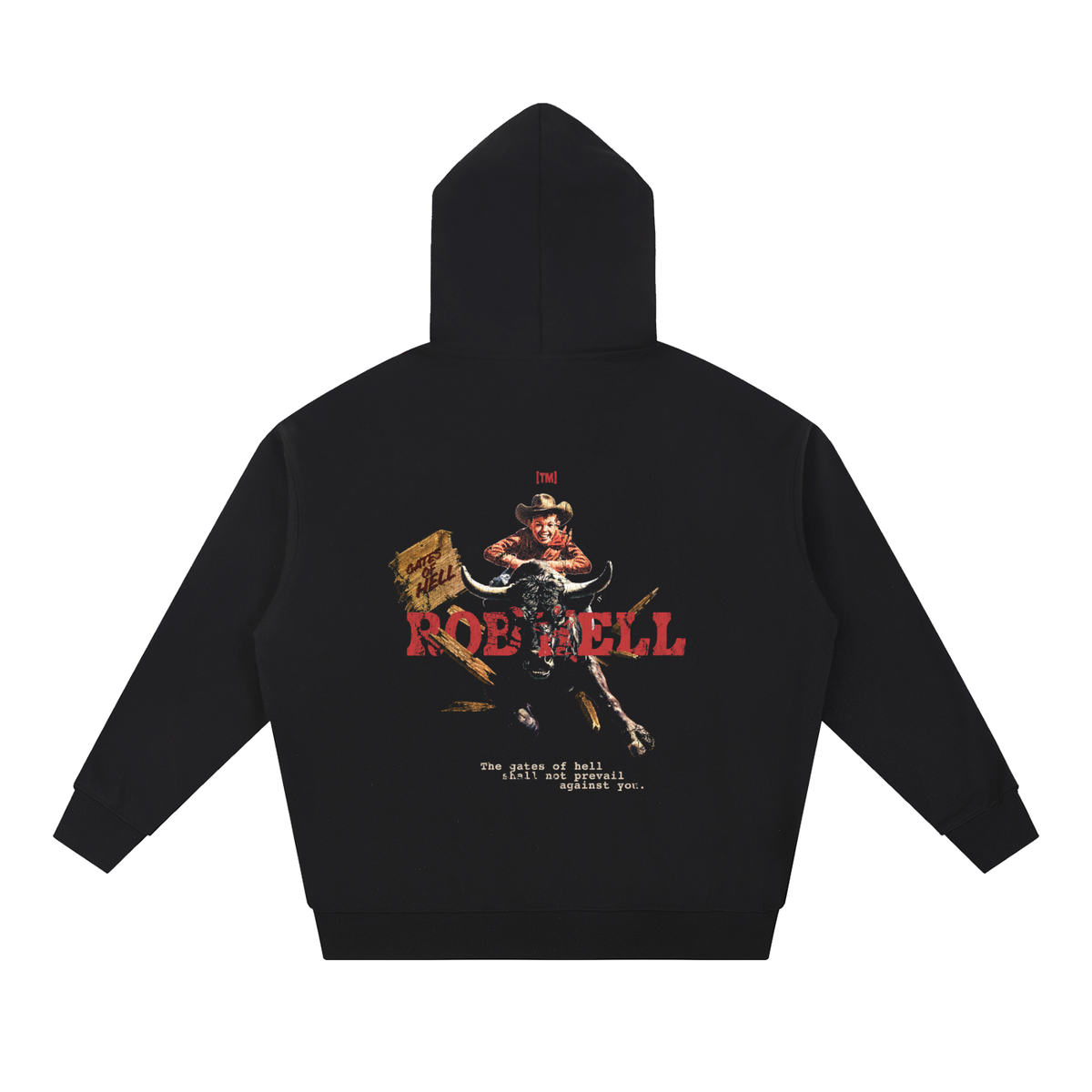 The Gates of Hell Will Not Prevail oversized hoodie, black, photo 4