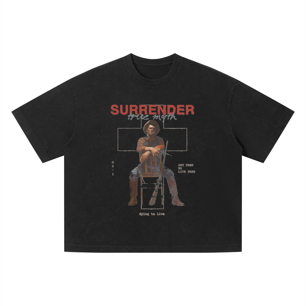 Retro Wash Boxy Cropped Fit 2.0| Freedom Is Surrender| Faded Black