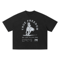 Retro Wash Boxy Cropped Fit 2.0| True Freedom Horse| White on Black