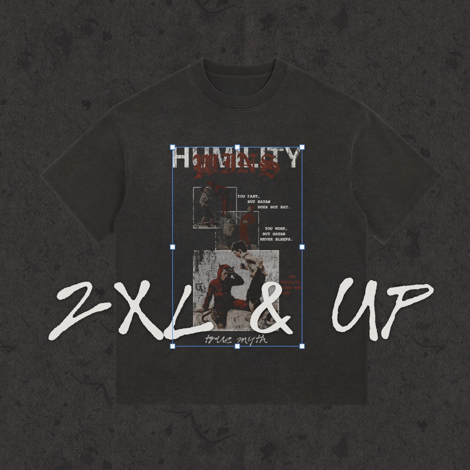 2XL & UP | Humility Wins | Retro Wash Black