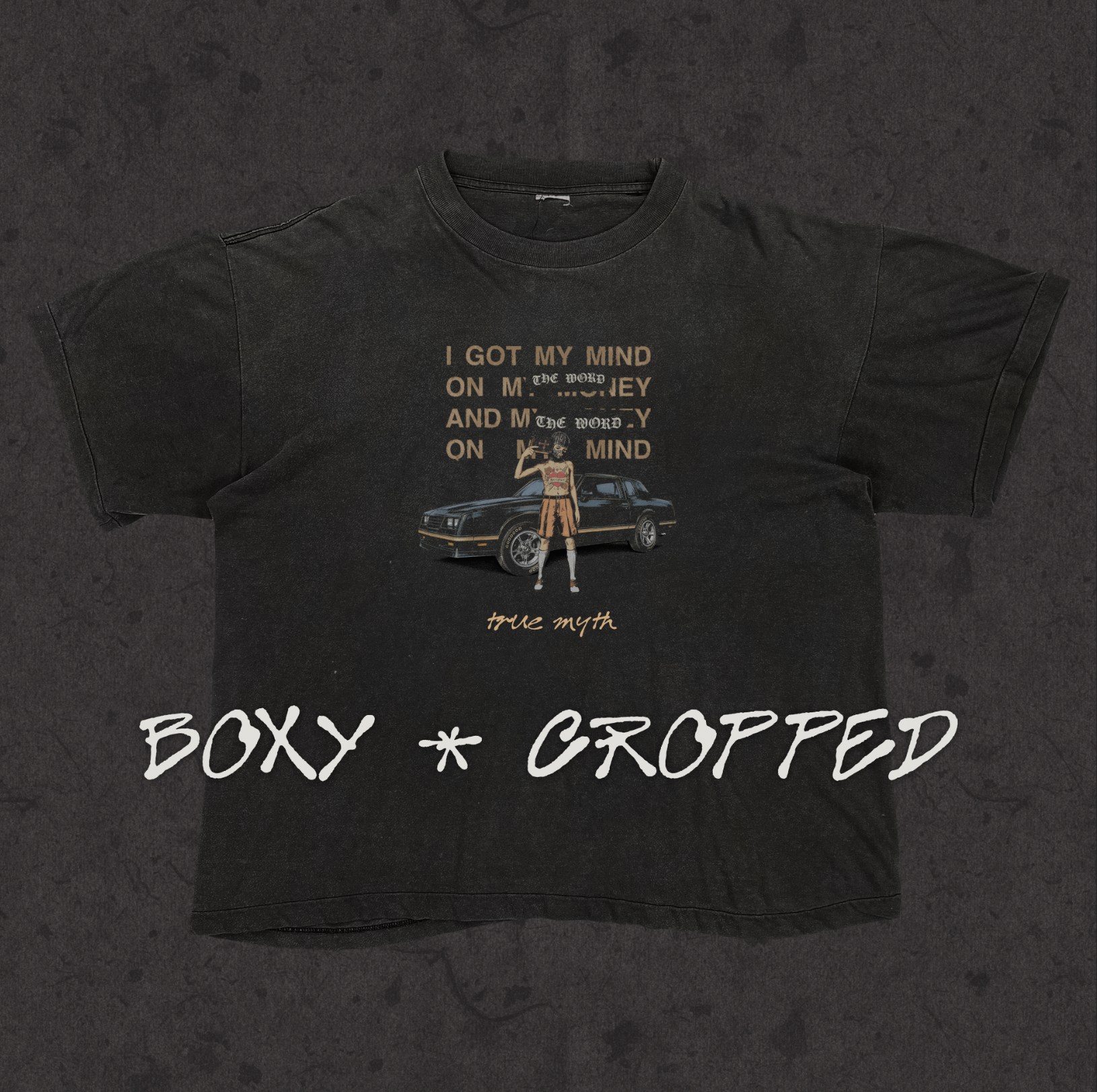 Boxy Cropped 2.0 | I Got The Word On My Mind | Retro Wash Black