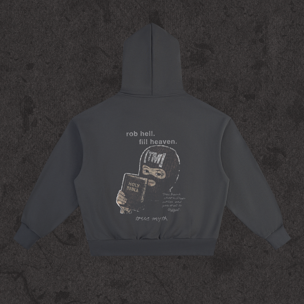 Robbing Hell To Fill Heaven 2XL & up hoodie, charcoal gray, photo 5