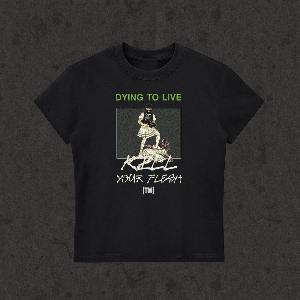 Ultra Slim Fit Body Con T-Shirt | Fight Your Demons-Kill Your Flesh front